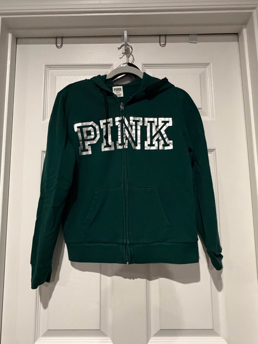 PINK Victoria's Secret Junior's Green Zip Hoodie - PINK Victoria's Secret Brand
